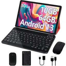 GOODTEL 10 Zoll Android 13 Tablet mit 10GB RAM, 64GB ROM, 5G WLAN, Octa-Core, 6000mAh, rot