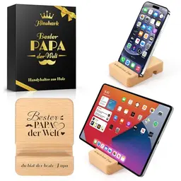 Vatertagsgeschenk für Papa: Personalisiertes Holz-Tablet- und Handy-Ständer