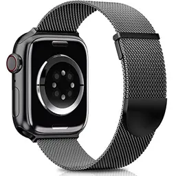 Higgs Ersatzarmband für Apple Watch 46mm-42mm, Magnetisch Verstellbar, Schwarz Edelstahl
