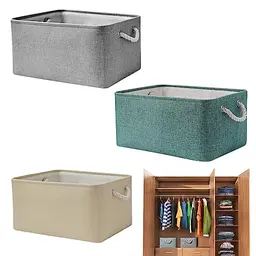 SCHYIDA Aufbewahrungsboxen Set, 3 Stück, 8L, Faltboxen in Beige, Hellblau und Grau