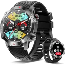 Mdawnpeaks Militär Smartwatch für Herren und Damen – Fitnessuhr mit Telefonfunktion, 1,39" Touchscreen, Herzfrequenz- und Schlafmonitor