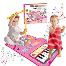 DQMOON Musikmatte mit Trommelstöcken - Klavier- und Tanzmatte für Kinder, Geschenke für Jungen & Mädchen (3-6 Jahre)