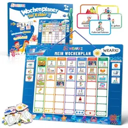 WEARXI Wochenplaner für Kinder - Montessori Magnettafel mit 304 Magneten & Zubehör, Belohnungstafel für Einschulung, ab 3 Jahre