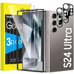 SPARIN Schutzglas für Samsung Galaxy S24 Ultra - 3+2 Stück Folie und Kameraschutz, fingerabdruckkompatibel, 9H Härte