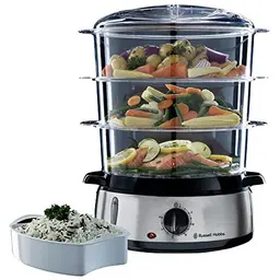 Russell Hobbs Dampfgarer, 9L, Timer, Abschaltautomatik, BPA-frei, inklusive Reisschale & Eierhalter