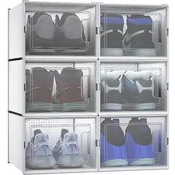 YITAHOME Schuhboxen 6er Set, stapelbare Aufbewahrungsboxen für Schuhe bis Größe 46, mit transparenter Tür