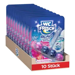 WC Frisch Kraft Aktiv Blauspüler Blüten-Frische (10er Pack) - Duftsteine für extra Frische und sichtbare Reinigung