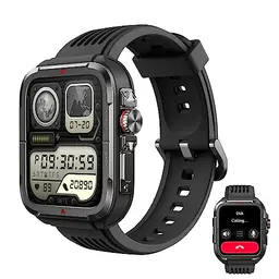 SKG R8 Smartwatch mit Aktivitätstracker, Herzfrequenz, Wasserdicht, GPS, Blutsauerstoff, kompatibel mit Android & iOS, Schwarz