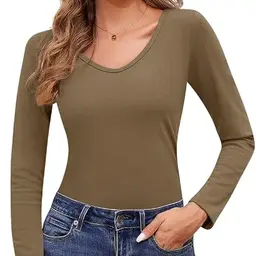 Jiuday Damen Rollkragen Fleece Pullover Langarm Shirt für den Winter - Hellbraun, Größe M