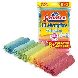 Spontex Microfibre Allzwecktücher - 8+2 Gratis, bunte Mikrofasertücher