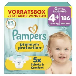 Pampers Premium Protection Größe 4+, 186 Windeln, für 10-15 kg