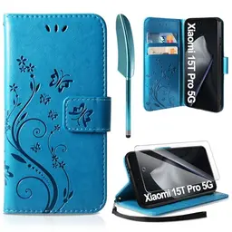 AROYI Lederhülle für Xiaomi 15T Pro 5G - Flip Wallet mit Kartensteckplätzen - Blau