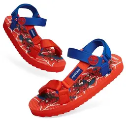 Marvel Spiderman Jungen Zehentrenner, Sommer Sandalen mit verstellbarem Riemen, rot, Größe 34 EU