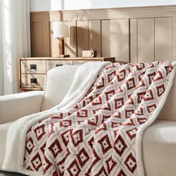 Wajade Kuscheldecke Rhombus Flauschig Winter Plüschdecke für Bett und Couch - Braun 127 x 153