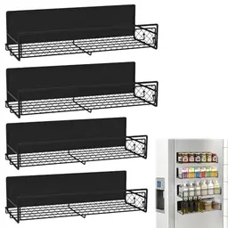 VGECEE Magnetisches Kühlschrankregal 4er-Pack - 2 große und 2 kleine Gewürzregale ohne Bohren
