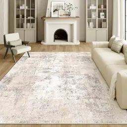 HUGEAR Waschbarer Teppich 200 x 300 cm Beige Grau Modern für Wohnzimmer und Schlafzimmer, rutschfest und weich