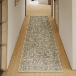 Vintage Braun Waschbarer Teppich 60x180 cm - Rutschfester Kurzflor Läufer für Flur und Schlafzimmer