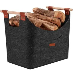 XLL Filz Holzkorb für Kaminholz, Extradicker Brennholzkorb, Groß für Feuerholz und Zeitung