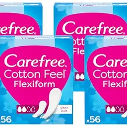 Carefree Slipeinlagen Cotton Feel, 100% atmungsaktiv, Größe Normal, 56 Stück (Packung mit 4)