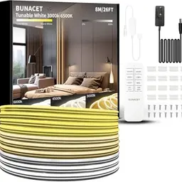 BUNACET LED Strip 8M Warmweiß, Dimmbar mit Fernbedienung, Wasserdicht und Flexibel für Innen und Außen