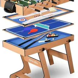 SereneLife 2-in-1 Multifunktionstisch für Kinder & Erwachsene – Billard, Tischtennis, Tischkicker, Airhockey & Shuffleboard