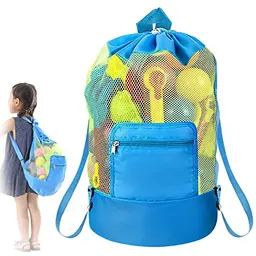 LANSKYLAN Strandtasche mit Netz, groß und leicht, für Sandspielzeug & Familie, ideal für Urlaub & Strand