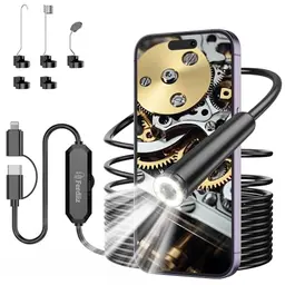 Endoskopkamera 1920P HD mit Licht und 8 LED, wasserdicht, für Android & iOS, 16.4 ft/5 m