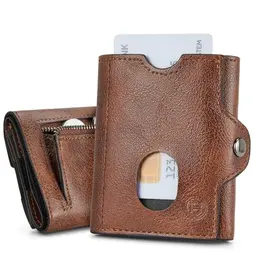 BOSTANTEN Slim Wallet Herren & Damen, Klein mit Münzfach und RFID-Schutz, Braun