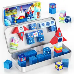 tinytrek Magnetische Bausteine - Tragbares Reisespielzeug für Kinder, 36 Stück - Kreatives Spielzeug für Jungen und Mädchen ab 3 Jahren