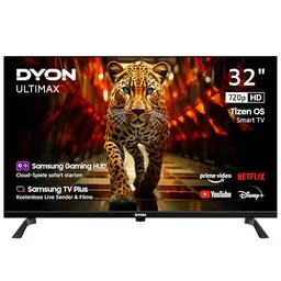 DYON ULTIMAX 32H-TI-W 32 Zoll HD Smart TV mit Tizen OS, Triple TV Tuner, Smart & Gaming Hub, Netflix & Prime Video