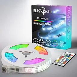 B.K.Licht LED Strip 10 m mit Musiksensor und Fernbedienung, RGB Farbwechsel für Zimmer und Gaming Deko