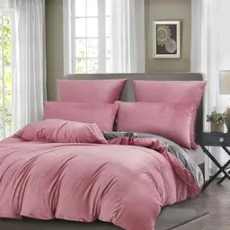 Boqingzhu Plüsch Bettwäsche 135x200cm Wende-Bettwäsche in Rosa und Altrosa, Warm und Kuschelig