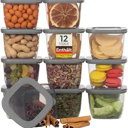 Uandu Vorratsdosen Set - 12 luftdichte Aufbewahrungsboxen für trockene Lebensmittel | BPA-frei | Küchen Organizer