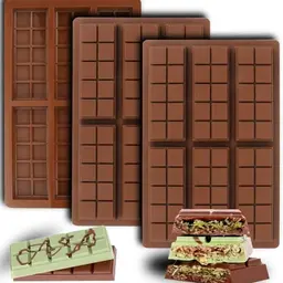 3er Set tiefe Schokoladenriegel-Formen aus Silikon, antihaftbeschichtet, für Schokoladensnacks und Süßigkeiten