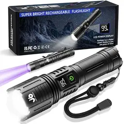 JAY-PARK LED Taschenlampe 100000 Lumen, Taktische mit Zoom und 5 Lichtmodi, ideal für Camping und Notfälle