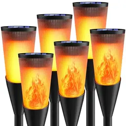 6 Stück Solarlampen für Garten mit realistischem Flammeneffekt, wetterfest und 2 Modi