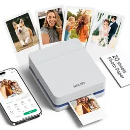 Nelko tragbarer Mini Fotodrucker PP01 für Smartphone, inkl. 20 Fotopapier, für iOS & Android, einfacher Druck und Bearbeitung, cremig weiß
