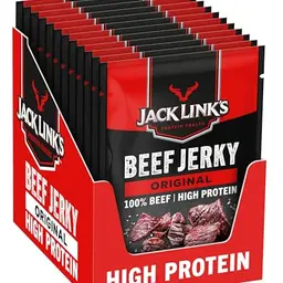 Jack Links Beef Jerky Original – 12er Pack (12 x 60g) – Trockenfleisch Eiweiß Snacks – High Protein Snack für Gym, Fitness, Outdoor