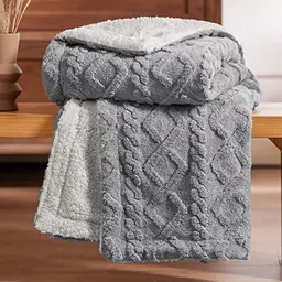 BEDSURE Kuscheldecke 150x200 - Flauschige Strickdecke für Sofa und Wohnzimmer, Doppelgesicht Grau