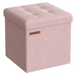 SONGMICS Sitzhocker mit Stauraum, klappbare Sitzbank für Wohnzimmer und Schlafzimmer, pastellrosa