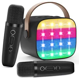MicQutr Karaoke Maschine für Kinder, tragbare Mini Karaoke mit 2 Mikrofonen, Bluetooth Lautsprecher und LED-Lichter