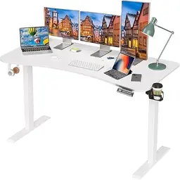 Sunon Höhenverstellbarer Schreibtisch 140x70cm - Ergonomischer Stehschreibtisch (Weiß)