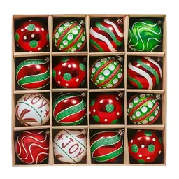 Valery Madelyn Weihnachtskugeln 16 Stück 8 cm - Klassische Deko in Rot, Grün und Weiß für den Weihnachtsbaum