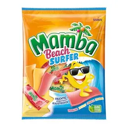 Mamba Beach Surfer Kaustreifen mit Fruchtgeschmack, 4 Sorten, 160g, einzeln verpackt