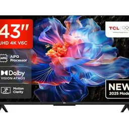 TCL 43V6C 43 Zoll 4K HDR Smart TV mit Google TV, Dolby Audio & Alexa-Kompatibilität