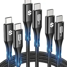 Silkland USB C Ladekabel 3er Set (1M, 2M, 2M) - 60W für iPhone 16/15 Pro Max, Samsung Galaxy S25/S24/S23, iPad, MacBook