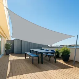 UMI Sonnensegel 3x3m wasserdicht, UV-beständiges Polyester, für Garten, Balkon, Terrasse, inkl. Seile - Hellgrau