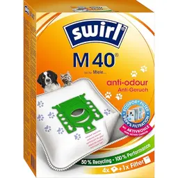 Swirl M 40 EcoPor Anti-Geruch Staubsaugerbeutel (4 Stück) für Miele & Hoover, mit Geruchsfilter
