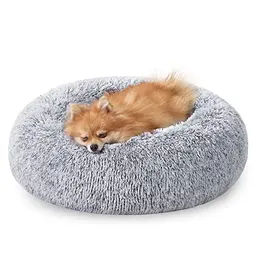 Feandrea Hundebett Donut Kissen, waschbar, 60 cm Durchmesser, Ombré-Grau