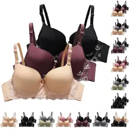 Damen BH ohne Bügel, Push-Up Spitzen-BH im 2er/3er-Pack, bequem mit verstellbaren Trägern für Alltag und Freizeit